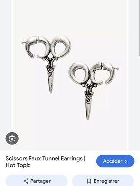 Hot Topic Scissor  Earrings - Silver